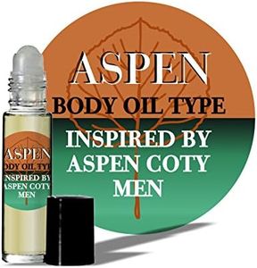 Aspen Body Oil Type Inspired by Aspen Coty Men Fragrance Cologne, Green Notes, Bergamot, Lemon and Galbanum, Uncut, Long Lasting, Travel Size
