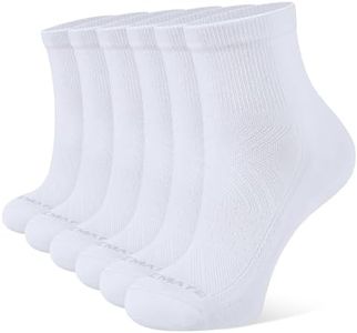 CLOSEMATE 6 Pairs Womens Ankle Athletic Socks Cushioned Cotton Comfort Breathable for Running Sports(6White, Size M)