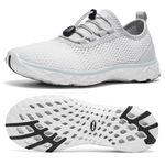 ALEADER Women's Stylish Water Shoes, Quick-Dry Xdrain Water Sneakers, Lightweight & Comfort Footed, White/Ltgray, 8 UK