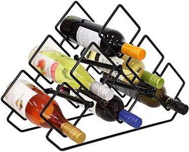 Sunnydaze Modern 6-Bottle Triangular Countertop Wine Rack - Freestanding Indoor Steel Wire Accent for Kitchen, Home Bar, or Living Room - Black - 13.25-Inch H