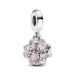 Pandora Four-leaf Clover Friendship Double Dangle Charm - Sterling Silver Bracelet Charm Compatible Moments - Gift for Her - No Box