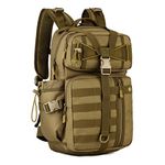 HUNTVP Tactical Backpack 25L Molle Military Backpacks Army Assault Pack Rucksack Laptop Daypack for Men Women Motorcycle Hiking Trekking Camping Hunting (25L-Brown)