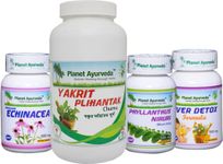 Planet Ayurveda Liver Care Pack - Yakrit Plihantak Churna | Indian Echinacea | Phyllanthus Niruri | Liver Detox