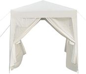 Outsunny 2 x 2 m Garden Pop Up Gazebo, Wedding Party Tent Marquee, Water Resistant Awning Canopy with Sidewalls, Windows, Carry Bag, White