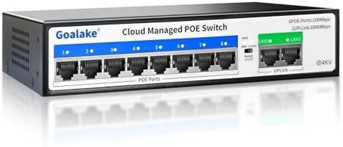 Managed PoE Switch with 8 Port PoE and 2 Gigabit Uplink Ports, Managed 10 Port PoE Switch Compatible with IEEE 802.3af/at Devices, AI PoE Auto Recovery&Extend, Vlan, Metal Pluy&Play,Desktop/Wall Mount