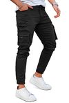 GINGTTO Cargo Joggers for Men Slim Fit Tall Casual Cargo Pants with Pockets(Black,32)