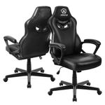 JOYFLY Office Chair Computer Chair, Computer Chairs for Adults, Ergonomic Gaming Chair Racing Style PC Chair with Lumbar Support Padded Armrests（Black-Leather）