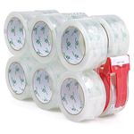 BOMEI PACK Clear Packing Tape, 2.7Mil Thick Heavy Duty Packaging Tape 12Rolls Refills with 1 Dispenser for Box Sealing, Moving and Shipping, 1.88 Inch x 60 Yard, Total 720yds