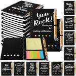 Zhanmai 30 Sets Thank You Gift Spiral Notebook Inspirational Small Pocket Notepad with Motivational Bamboo Pens Colored Sticky Index Tabs for Teacher Nurse Coworker Office (Thanks Theme)