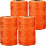 Amylove 4 Roll Mason Line String, Braided Nylon Twine Decoy Line Construction String Braided Masonry Line Masonry String Lines for Masonry Jobs DIY Projects Crafting (Fluorescent Orange,500 ft)