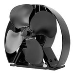 Forest Master | Satin Black Viking Air Advanced Stove Fan - Powerful 4-Blade Heat Powered Fan for Eco-Friendly Heat Circulation in Wood Burning Stoves & Fireplaces – Includes Fragrance