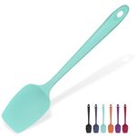 Heat Resistant Silicone Spoon Spatula: U-Taste 600ºF High Heat Flexible 11.38in Silicon Mixing Stirring Cooking Scraping Baking Bowl Scraper Seamless Spreader for Kitchen Nonstick Cookware (Aqua Sky)