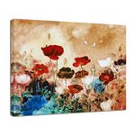 Wieco Art Blooming Poppies Modern Floral Giclee Canvas Prints Flowers Artwork Colorful Flowers Pictures Paintings on Canvas Wall Art for Living Room Bedroom Home Decorations CA-FL1-3040