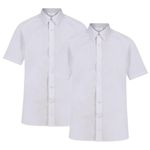 Trutex 2 Pack White School Shirts Boys - Short Sleeve Slim Fit Non-Iron Kids School Uniform (Age 16+ Years / 16.5" Collar)