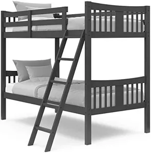 Storkcraft Caribou Twin-over-Twin Bunk Bed (Gray) – GREENGUARD Gold Certified, Converts to 2 individual twin beds