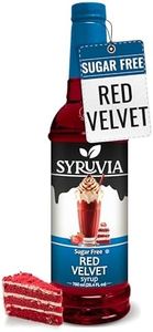 Syruvia Sugar-Free Red Velvet Coffee Syrup - 25.4 fl oz. Premium Coffee Flavoring Syrup. 0 Calories, Kosher, and Gluten-Free. Perfect for Enhancing Drinks, Sodas, Shakes, Desserts, and More.