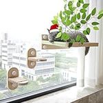 FuneeTop Cat Window Perch with Two Window Stairs to Climb Up and Down, 16.5 inch*12 inch, Cat Window Hammock with Artificial Banyan Tree Branches Decoration