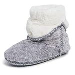 Dearfoams Women's Beth Furry Foldover Boot Slipper, Grey Frost, Large