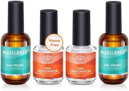 Modelones 4Pcs Nail Dehydrator and Primer, Acid Free Natural Nail Prep Dehydrate & Bond Primer, Bonding Primer for Acrylic Powder Nail Supplies