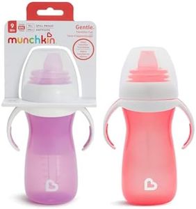Munchkin Gentle Transition Baby Bottles 2 Pack| Babies and Toddler Bottle with Handles and Lids| Kids Water Bottle with Spout |Non Spill | Baby Led Weaning | for 9+ Months| 10oz/296ml | Pink/Purple