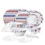 Larah by Borosil Speckle Silk Series Opalware Dinner Set | 47 Pieces for Family of 8 | Microwave & Dishwasher Safe | Bone-Ash Free | Crockery Set for Dining & Gifting | Plates & Bowls | White