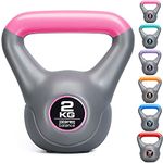 Core Balance Grey Vinyl Kettlebell Weight, Home Gym Strength Training, Cardio Workout, Colour Coded, Non Slip Rubber Feet