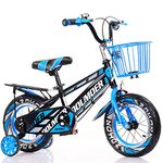 Bueuwe Boys Bike with Basket for 3-10 Years Old Kids, Kid Bicycle for Boys and Grils with Rear Seat and Training Wheels,Adjustable Saddle and Handlebar,Blue,18in