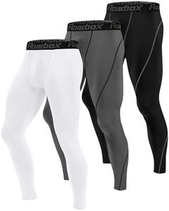 Roadbox 3 Pack Men's Compression Pants Cycling Tights Leggings Gym Workout Bottoms Baselayer for Basketball Running