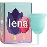 Lena Menstrual Cup | 12hr Reusable Period Silicone Soft Cup | Tampon and Pad Alternative for Teenagers & Adults | Light to Heavy Menstruation Flow | Feminine Care Hygiene Products (Turquoise, Small)