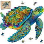 Wooden Puzzles, Sea Turtle Jigsaw Puzzles 200 Pieces, Unique Shaped Wooden Puzzles for Adults and Kids, Family Game 9.2 x 11.2 Inch