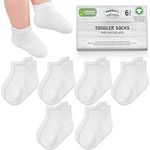 Organic Cotton GOTS Certified Ankle Baby Socks 6 Pairs, 6M - 5Y For Infants & Toddler Socks Non Slip Baby Girl & Boy Socks (CA/US, Age, 6 Months, 12 Months, White)