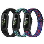 enkic 3 Pack Elastic Strap Compatible with Fitbit Inspire 3/Fitbit Inspire 2/Fitbit Inspire/Inspire HR/Fitbit Ace 3/Ace 2 Strap, Adjustable Stretchy Nylon Sport Replacement Wristband for Men Women