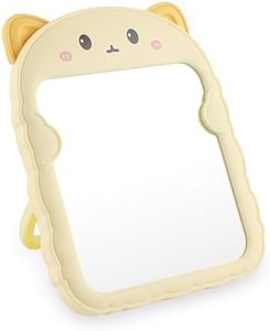 TBWHL Cute Desk Mirror Cartoon Cat Mirror for Desk, Desktop Mirror with Stand for Girls, Kids, Hanging Mirror for Bedroom, Bathroom