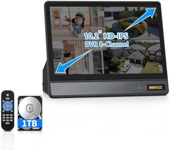 10.1'' All-in-One DVR Monitor 8-Channel Hybrid Capability 5-in-1 Digital Video Recorder 5.0MP HD Security DVR Recorder AHD/Analog/TVI/CVBS/IP Security Camera, Max to 6TB (1TB HDD Included)