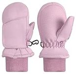 N'Ice Caps Kids Toddler Girls Waterproof Mittens - Thinsulate Wrap Snow Gloves Baby (Pink, 1-2 Years)