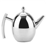 Stainless Steel Teapot,1L 1.5L Mirror Polish Removable Inner Mesh Filter Tea Filter Tea Pot with Ergonomic Handle for Home Restaurant Hotel(1000ML)