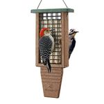 Kingsyard Recycled Plastic Suet Bird Feeder, Tail Prop Double Suet Feeder for Outside, Sturdy & Durable, Great for Woodpecker & Clinging Birds, Green