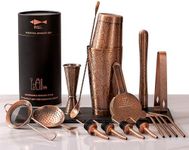Sky Fish Boston Cocktail Shaker Set, 3D Embossed Design Bartender Set, 18-Piece Cocktial Making Kit, Stainless Steel Barware Tool Set, Antique Copper