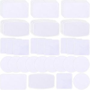 iFForce 40 PCs Sublimation Blanks Patches - Large Iron-on Patch with White Border - Exquisite Fabric Patches for DIY Hats Backpack T-Shirt Project (Mixed Shape White Border)