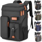 BAGPARKK Insulated Cooler Backpack,33 Cans Multifunctional Double Deck Leakproof Cooler Bag with Sternum Strap,Large Capacity Lightweight Travel Camping Beach Backpack (Black)