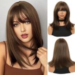 Creamily Straight Short Hair Wig for Women, Full head Hair Wigs for women, Hair Week for Women Wig for girls Ladies Hair Wig, Korea Bob style Boy cut Hair Wig (Brown, 14 inches)