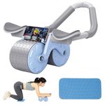 Optifit Ab Roller Wheel Automatic Return Abdominal Wheel Home Gym Strength Training, Home Fitness Equipment Mute Roller Arms Back, Blue