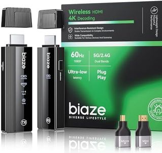 BIAZE Wireless HDMI Transmitter and Receiver 4K, 394FT Range Dual-Band Plug & Play Kit for PC TV Monitor Projector, Support 1080P@60Hz