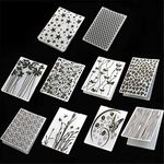 10 Style Flower Pattern Plastic Embossing Folder Template for Gift Scrapbooking Photo Album Card Paper Craft Making Decor Mold,DIY Embossing Folder Stencil Fondant Cake Decorating Tools Mould