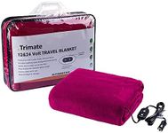 trimate Electric Car Electric Blanket Plush 3 Heat Settings Auto Shut Off Washable 55x40 Plug in Cars 12V and Trucks 24V OuGreat for Cold Weather Tailgate Emergency Kits Red