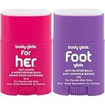 Body Glide For Her Moisturizing Anti Chafe Balm Stick (for Canadian Sale Only), 22g, Magenta (Packaging May Vary) & Foot Anti Blister Balm (for Candian Sale Only), 22g