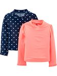 Simple Joys by Carter's Girls' 2-Pack Assorted Rashguard Sets Rash Guard Shirt, Coral Pink/Navy, 5 Years (Pack of 2)