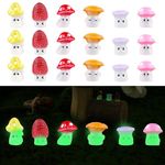 30pcs Luminous Mini Mushrooms, Cute Tiny Resin Mushrooms Figurines Miniature Mushroom Statue Decor Small Glow Mushroom Decorations for Micro Landscape Patio Garden Craft Home Decoration