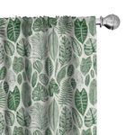 Ambesonne Botanical Curtains, Vintage Floral Pattern with Detailed Exotic Leaves from Different Trees, Window Treatments 2 Panel Set for Living Room Bedroom, Pair of - 28" x 63", Green and Ivory