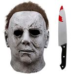 SHIFANQI Michael Myers Mask for Adult, Latex Michael Myers Cosplay Mask With Hair For Kills Scary Halloween Costume Theme Party Props Horror Full Head Mask Movies 1978, 2022 (Myers with Knife)